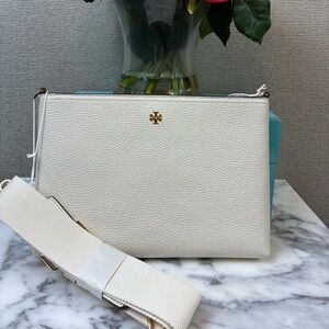 Tory Burch New Ivory Pebbled Leather Blake Swingpack Bag - NWT Retail $300